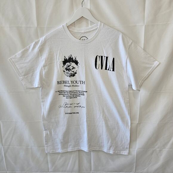 CVLA [Paint Drag] Rebel Youth White and Black Graphic Tee Size LargeF - Picture 1 of 7